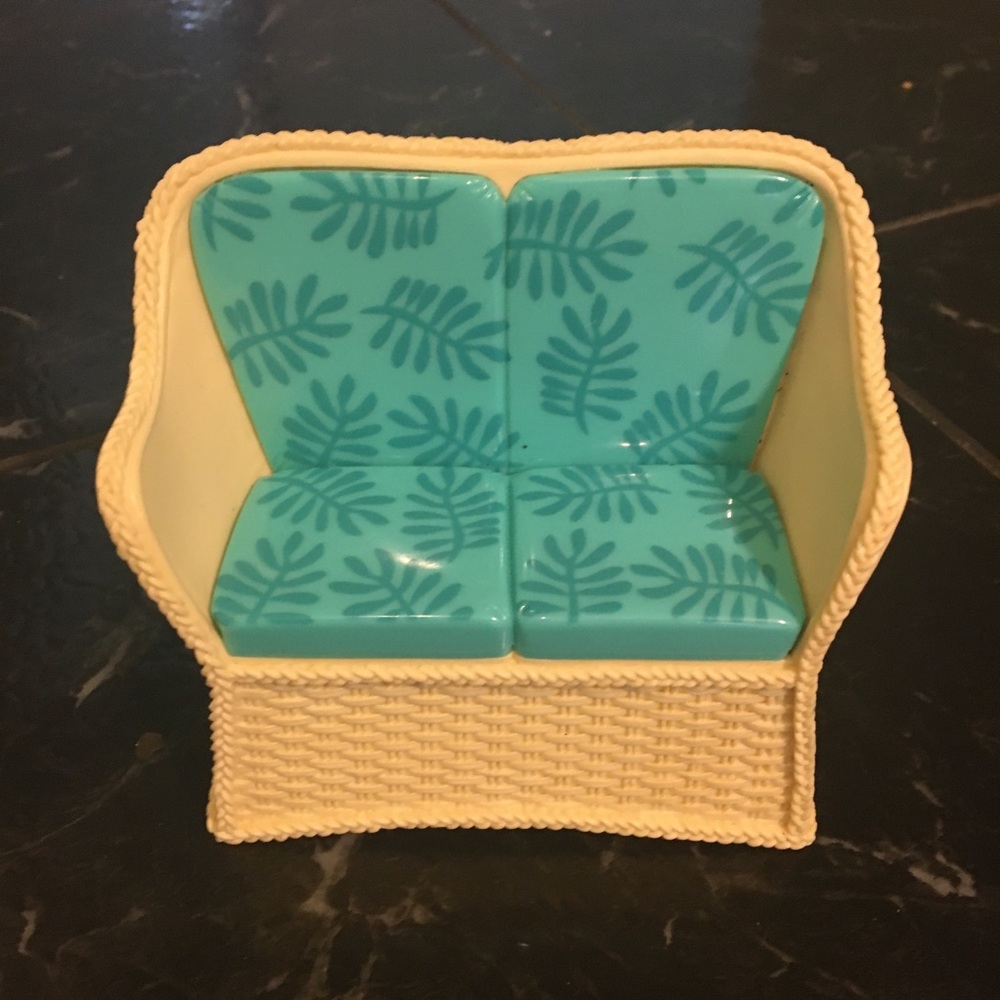 Barbie Mattel tropical wicker loveseat